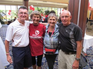 Dianne Lynch (second from left) with Sister Madonna, her partner in endurance sports crime